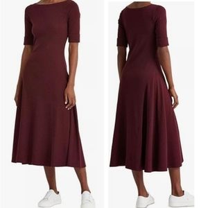 Lauren Ralph Lauren Women’s Stretch Cotton Midi Dress Pinot Noir Purple Size L